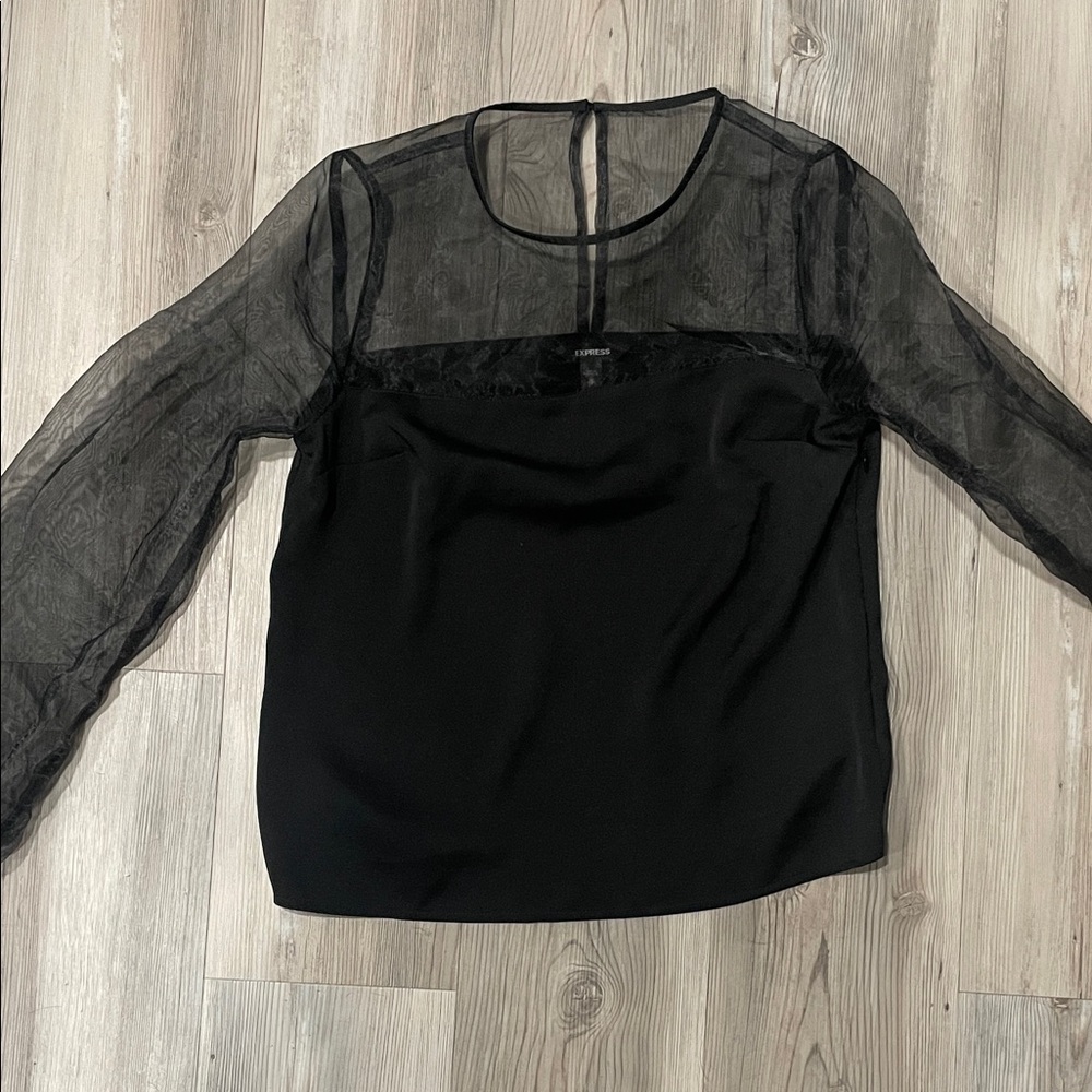 Express Black Sheer Sleeve Blouse